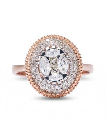 Statement ring - 14 karaat Roségoud - 0.57ct. tw. Diamant