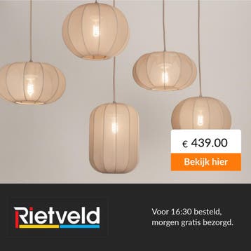 Rietveld-Hanglampen-Taupe-Stof, Metaal, Verzenden, Nieuw
