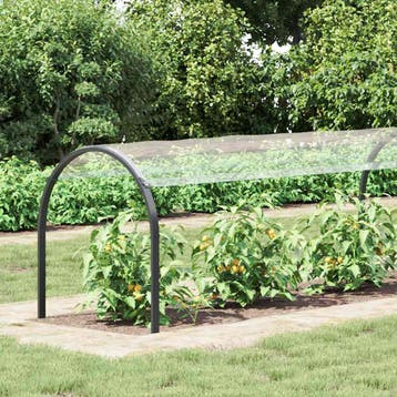 vidaXL Plantenafdekking met zeilringen 1x6 m PVC, Verzenden