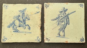 Renaissance Tegel (2) - Militairen / soldaten - Antiek -, Antiek en Kunst