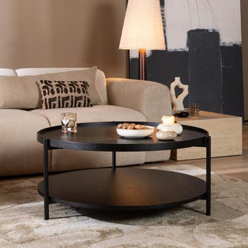 50% Korting: Salontafel Rio Ø90 cm zwart eiken, Ophalen, Scandinavisch, Japandi, Landelijk, Modern, Zo goed als nieuw, Eikenhout