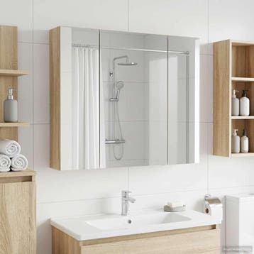vidaXL Badkamer spiegelkast met plank Sonoma Eiken 80 x 14.5, Verzenden, Nieuw