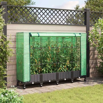 vidaXL Tuinplantenbak met Kasbedekking en Wielen 4 st Bruin, Tuin en Terras, Verzenden, Nieuw, Minder dan 60 cm, 60 cm of meer