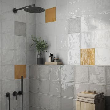 Vloertegel/Wandtegel Equipe Rain Oranje Glans 22,3x22,3, Keramiek, Nieuw, Ophalen of Verzenden, 20 tot 40 cm