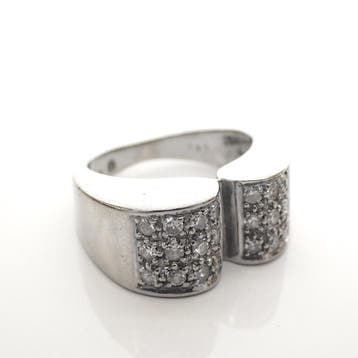 Witgouden fantasiering met diamanten; 0,42 ct., Gebruikt, Ophalen of Verzenden, Kleiner dan 17, Met edelsteen