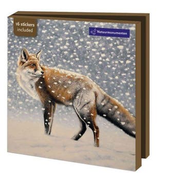 Kaartenmapje met env, vierkant: Dieren in de Sneeuw, Hans, Ophalen of Verzenden, Gelopen