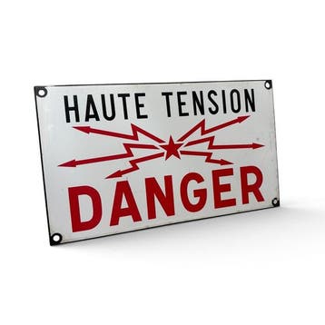 SNCF emaille waarschuwings bord Haute Tension - Danger -