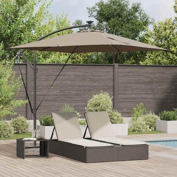 vidaXL Parasol Taupe 249 x 249 x 250 cm Polyester en, Verzenden, Nieuw, 2 tot 3 meter