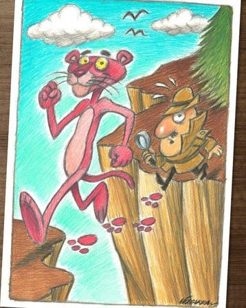 Joan Vizcarra Origineel kunstwerk - Pink Panther & Inspector, Cd's en Dvd's, Nieuw in verpakking