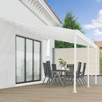 Terrasdak / Overkapping - Borneo - 4 x 3 m - Wit, Tuin en Terras, Overkappingen, Verzenden, Nieuw