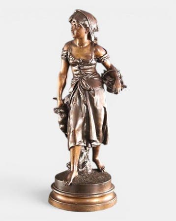 Mooi 19e eeuws bronzen beeld - Mathurin Moreau (1822 - 1912)