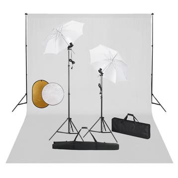 vidaXL Fotostudioset met lampen, paraplus, achtergrond en, Verzenden, Nieuw