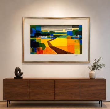 Ton Schulten Goud gele akkers 2002 Certified Art (XL), Ingelijst, Ophalen of Verzenden, Landschappen, Lithografie