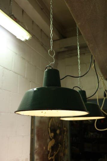 Plafondlamp (2) - Vintage industriële emaille hanglamp -