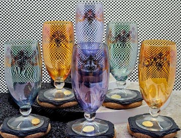 |- (6) x *Prachtvolles 24k Gold Made in Italy Glas Set