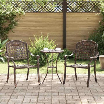 vidaXL Tuinstoel 2 st Brons Aluminium, Tuin en Terras, Verzenden, Nieuw, Aluminium