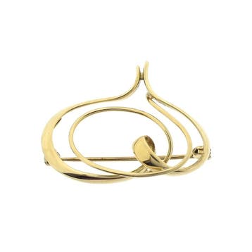 Gouden abstracte broche, Ophalen of Verzenden, Gebruikt, Goud, Goud
