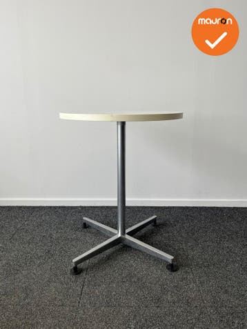 Bijzettafel - grijs onderstel - bestaand wit blad - Ø60 cm, Werkplek, Ophalen of Verzenden, Gebruikt, Bureau