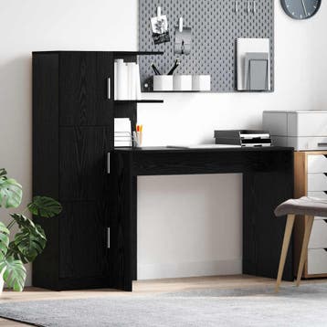 vidaXL Bureau Zwart Eiken 133.5 x 50 x 124 cm 2 st, Verzenden, Nieuw
