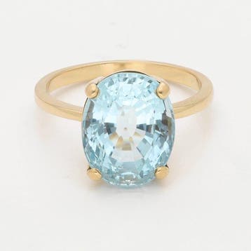 Ring - 18 karaat Geel goud Aquamarijn, Nieuw