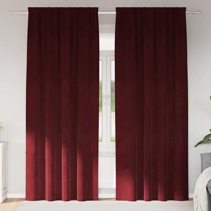 vidaXL Verduisterende gordijnen 2 pcs Wijnrood 140 x 245 cm, Huis en Inrichting, Stoffering | Gordijnen en Lamellen, Rood, Nieuw