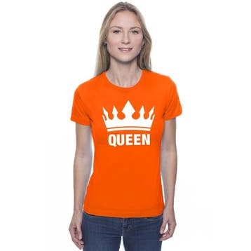 Oranje Koningdag Queen shirt met kroon dames - Koningsdag .., Ophalen of Verzenden, Nieuw