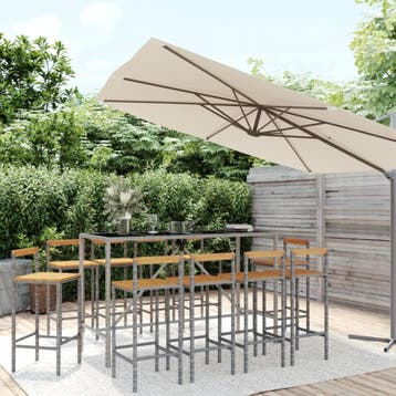 vidaXL 11-delige Tuinbarset poly rattan en massief, Verzenden, Nieuw, Meer dan 8 zitplaatsen