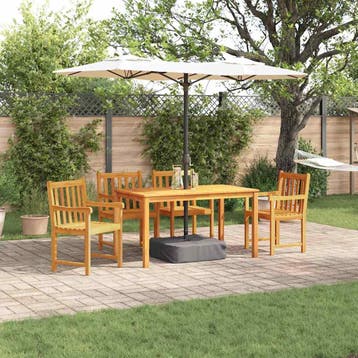 vidaXL Tuin eettafelset 5 st Bruin Massief Acaciahout, Verzenden, Nieuw, 5 zitplaatsen