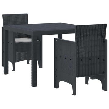 vidaXL Tuin Eetset 3 st Antraciet Polypropyleen, Tuin en Terras, Verzenden, Nieuw, 3 zitplaatsen