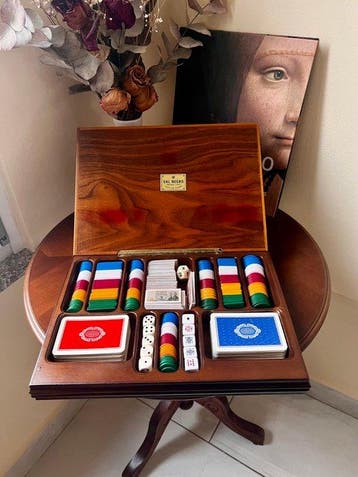 Dal Negro Deluxe Wooden Games Compendium Case - Poker Chips,