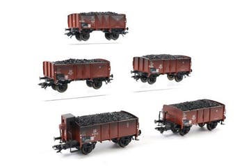 Trix H0 - Modeltrein goederenwagon (5) - Vijf kolenwagens -, Nieuw