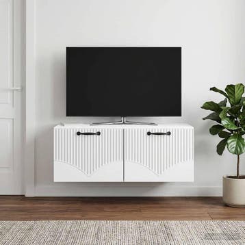 vidaXL Wandbeugel TV-kast Wit 78,5 x 41 x 30 cm Bewerkt hout, Huis en Inrichting, Kasten | Televisiemeubels, Minder dan 50 cm