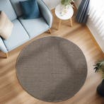 Rond Vloerkleed | Loom | Uni | Bruin | 120x120 cm, Verzenden, Nieuw