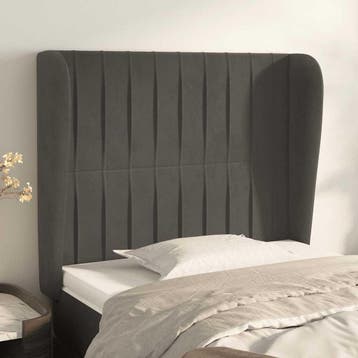 vidaXL Hoofdbord met randen 93x23x118/128 cm fluweel, Verzenden, Nieuw, Grijs, Stof
