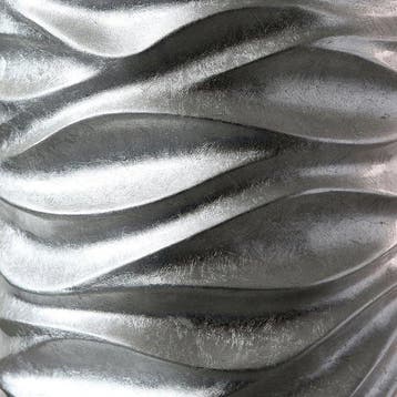 Poly/glasvezel plantenbak Waves zilver, D.37cm H.91cm, Verzenden, Nieuw