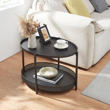 Salontafel Jäller ovaal 66x51x44 cm zwart [en.casa], Huis en Inrichting, Verzenden, Nieuw