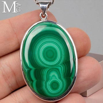 Malachiet cabochon met oogmotief - Zilver 925 -