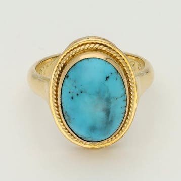 Ring - 18 karaat Geel goud - Turkoois, Nieuw
