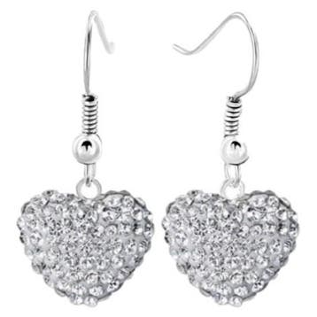 Fako Bijoux - Oorbellen - Disco Dots - Hanger - Hart - Wit, Verzenden, Nieuw
