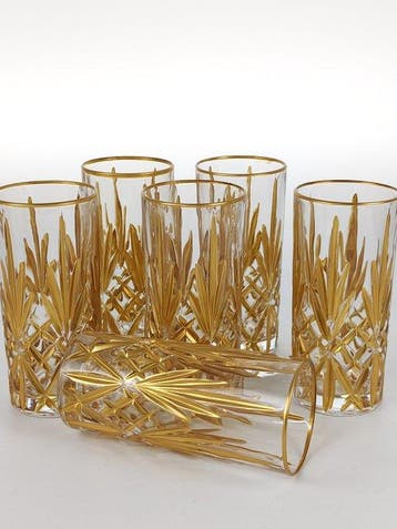 Secoloventesimo - Drinkservies voor 6 (6) - Goudgeverfd glas