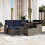 vidaXL 7-delige tuinbankset met kussens, grijs polyrotan, Verzenden, Nieuw, Rotan