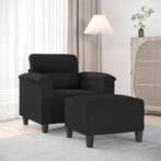 vidaXL Fauteuil met voetenbank 60 cm microvezelstof zwart, Huis en Inrichting, Banken | Bankstellen, Eenpersoons, Verzenden, Nieuw