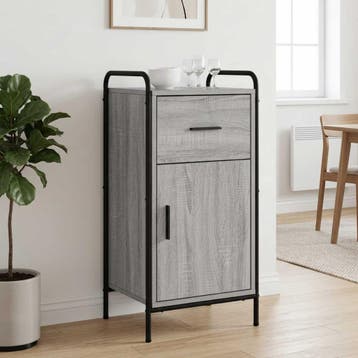 vidaXL Dressoir Grijs Sonoma 97 x 33 x 81 cm Bewerkt hout, Verzenden, Nieuw, Overige houtsoorten, Minder dan 50 cm
