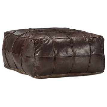 vidaXL Poef 60x60x30 cm echt geitenleer donkerbruin, Verzenden, Nieuw
