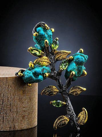 Turquoise - Zilver - Broche - Artisan Design