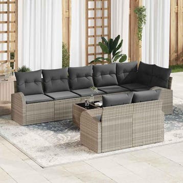 vidaXL Tuin Sofa Set 9 st 8-Aantal zitplaatsen Lichtgrijs, Verzenden, Nieuw, Rotan, Meer dan 8 zitplaatsen