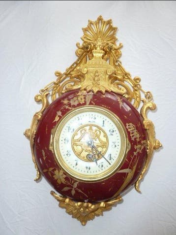 Slingerklok - Große, seltene Cartelwanduhr von Eugène Farcot