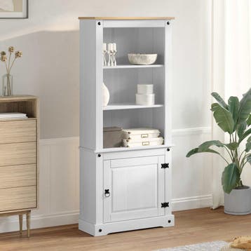 vidaXL buffetkast Wit 74 x 38 x 170 cm Massief grenenhout, Huis en Inrichting, Minder dan 50 cm, Verzenden, Nieuw, Minder dan 100 cm