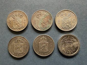 Nederlands-Indië. Wilhelmina. 1/4 gulden 1885, 1898, 1900,
