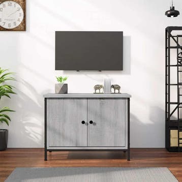 vidaXL Tv-meubel met deuren 60x35x45 cm bewerkt hout grijs, Verzenden, Nieuw, 50 tot 100 cm, Minder dan 100 cm